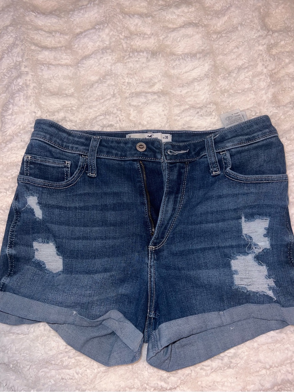Hollister Dark Wash Distressed Women's Denim Shorts
